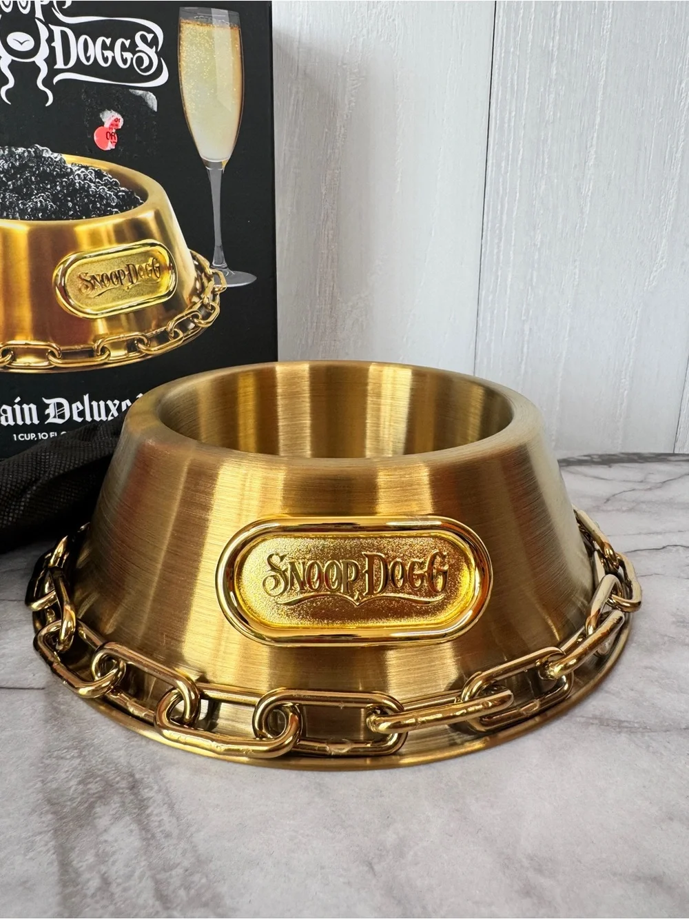 Snoop Doggie Doggs Off the Chain Deluxe Gold Pet Bowl, 1 Cup